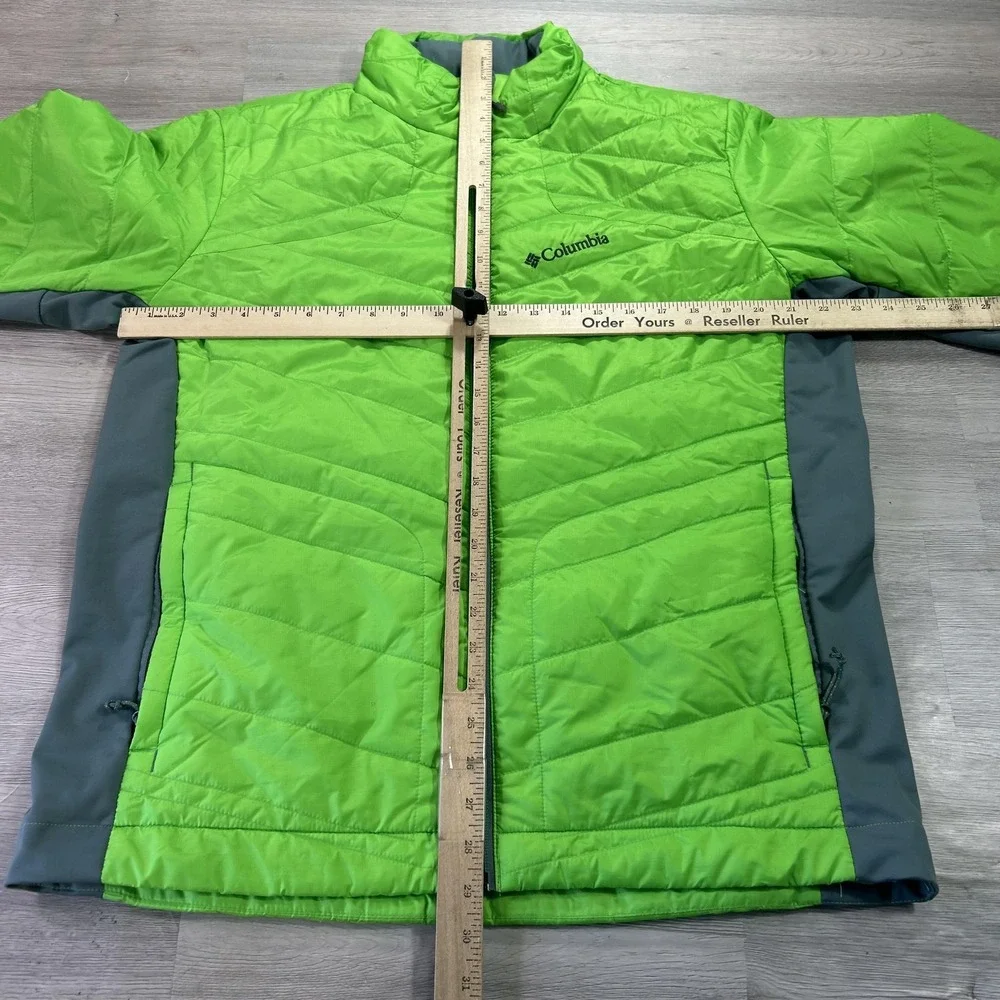 Columbia Omni-Heat Jacket Mens Large Green Full Zip Insulated Hiking Thermal